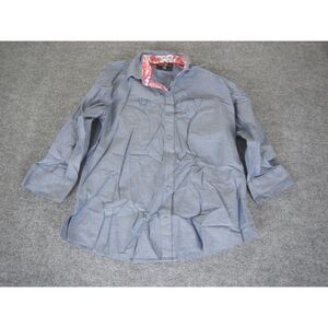 Foxcroft Shaped Fit Button Down Shirt Size 4 with Floral Contrast‎ Collar Gray